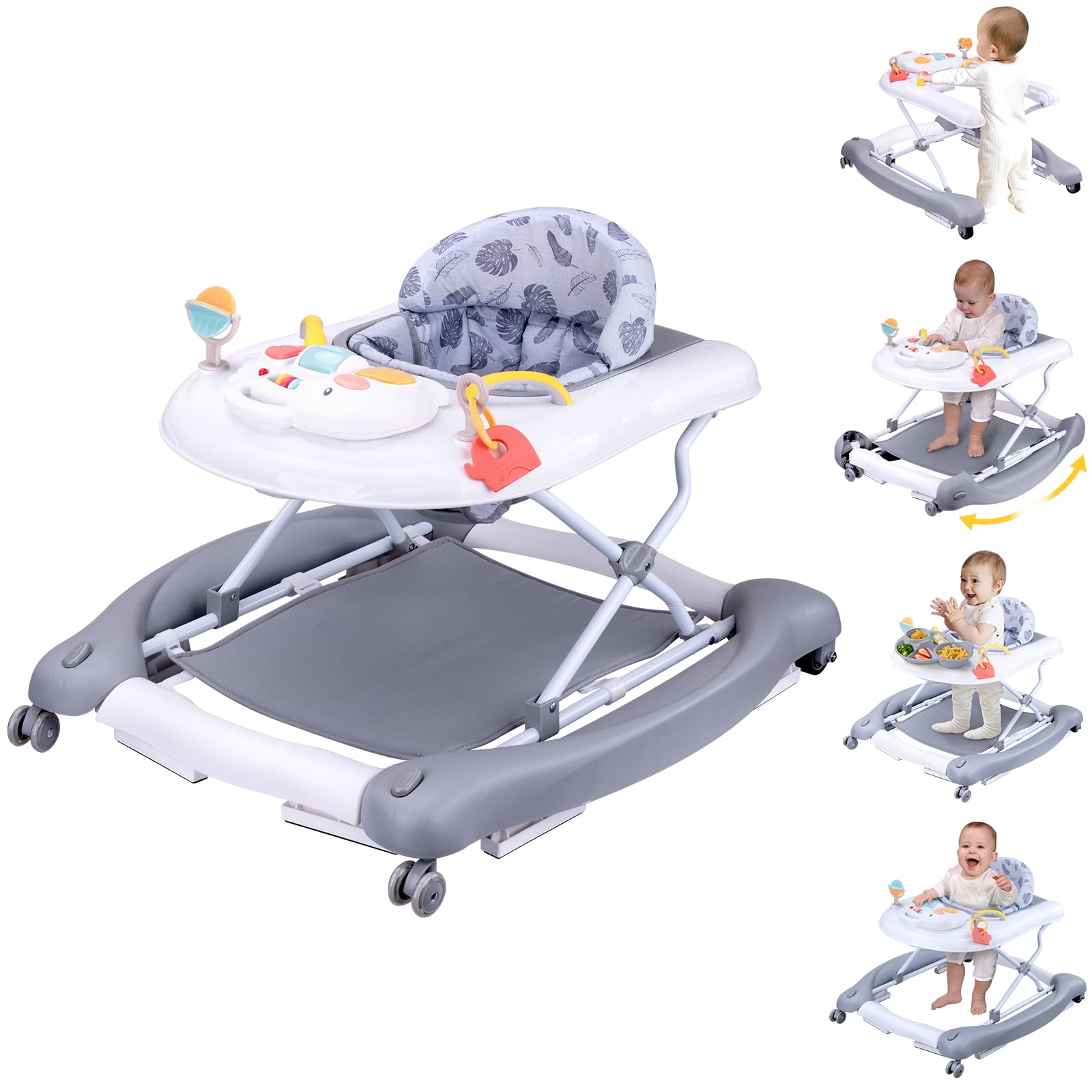 Amazon.com: 5 in 1 Foldable Baby Walker, Activity Baby Walker-Baby